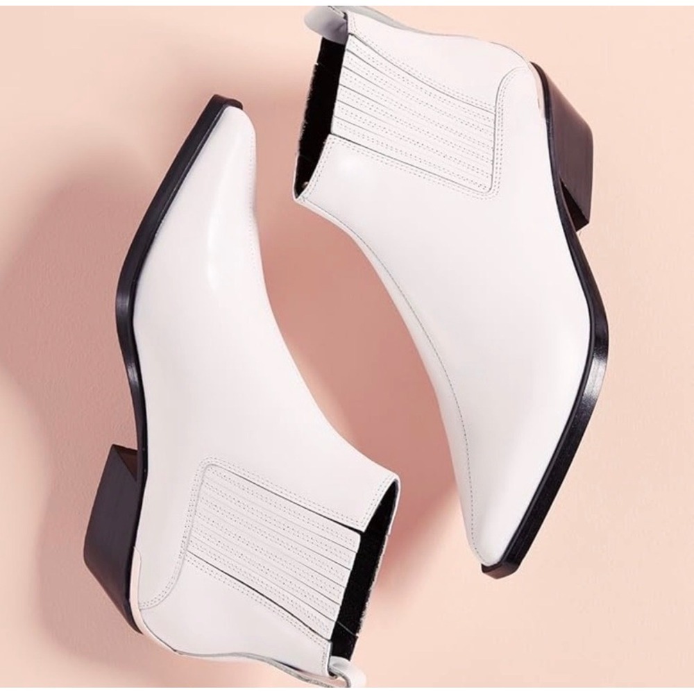 Rag & Bone Westin Boot Women 37.5 White Leather Pointed Toe Western Minimalist